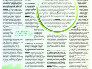 Interview with Josef Mahoney in Global Times: China through a ‘green’ lens